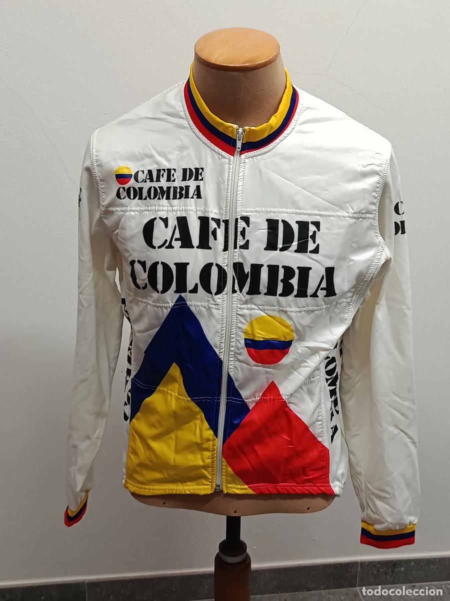 Coleccionismo deportivo: MAILLOT CHAQUETA CICLISMO CAFE DE COLOMBIA. ORIGINAL A&Ntilde;OS 80 NO COPIA. USADO. SIN ROTURAS.