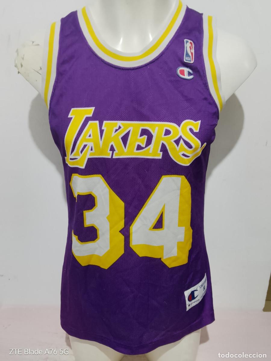 Coleccionismo deportivo: Los Angeles Lakers de Shaquille O'Neal champion basketball basket basquet shirt camiseta s 48x72cts