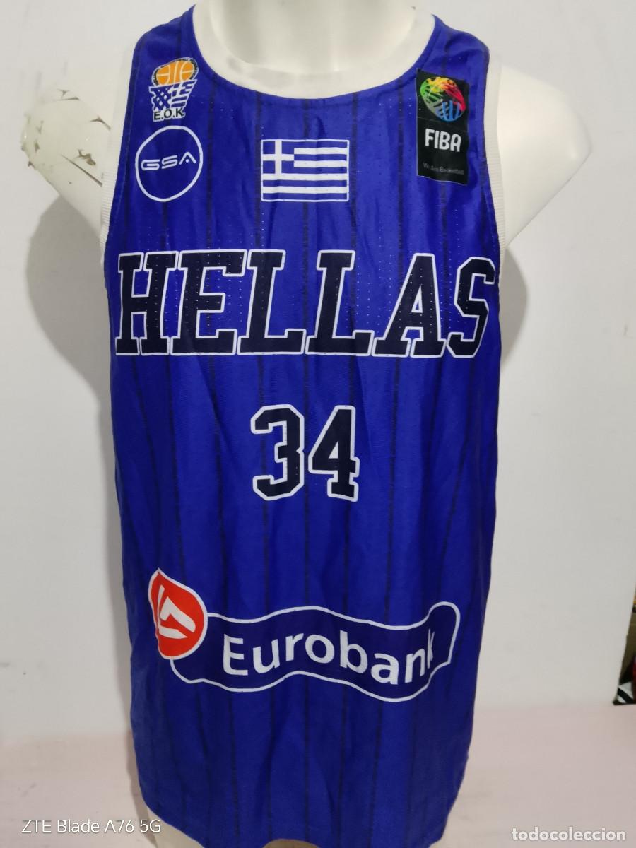 Coleccionismo deportivo: Hellas Grecia Basketball basket shirt camiseta Greece basquet xl 58cts (tara)