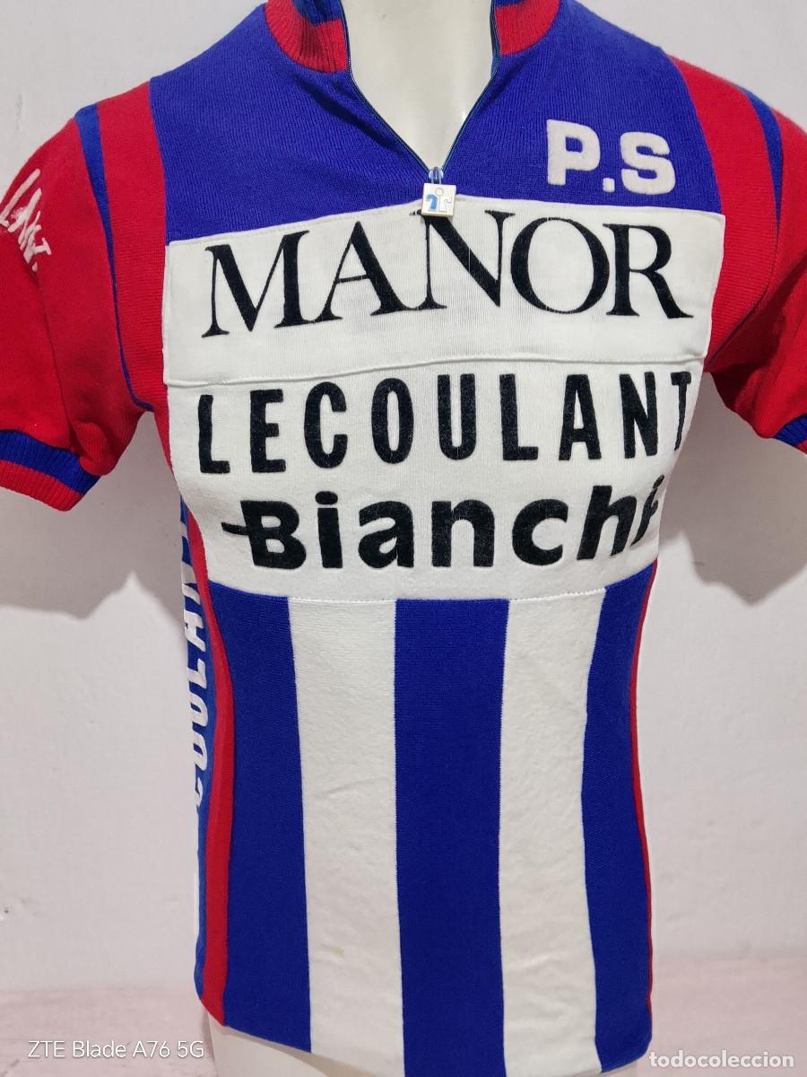 Coleccionismo deportivo: Manor Lecoulant Bianchi vintage tecnico maillot ciclismo ciclista 48cts L cycling jersey