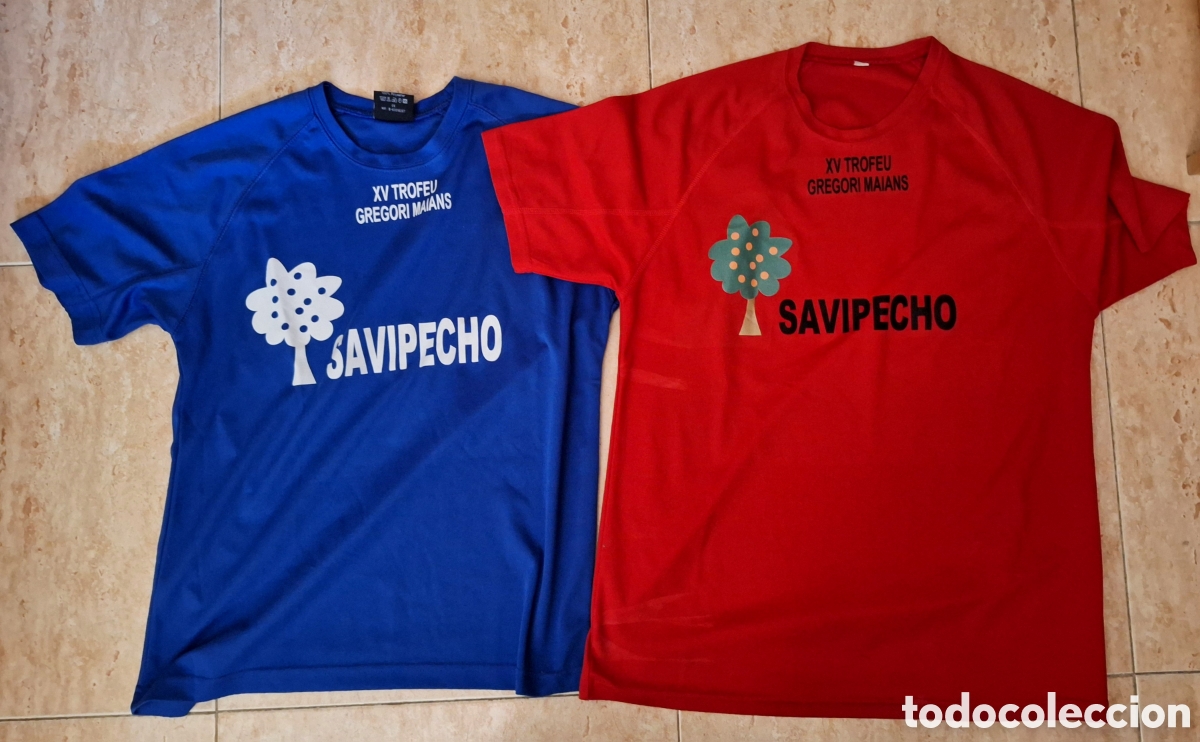 Sammelleidenschaft Sport: Dos camisetas jugador Club de Pelota de oliva trofeo Gregori maians talla S