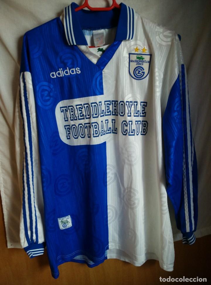 Colecionismo desportivo: Original | Futbol | Talla XL | Camiseta del Grasshopper #8 a&ntilde;os 90 MATCH