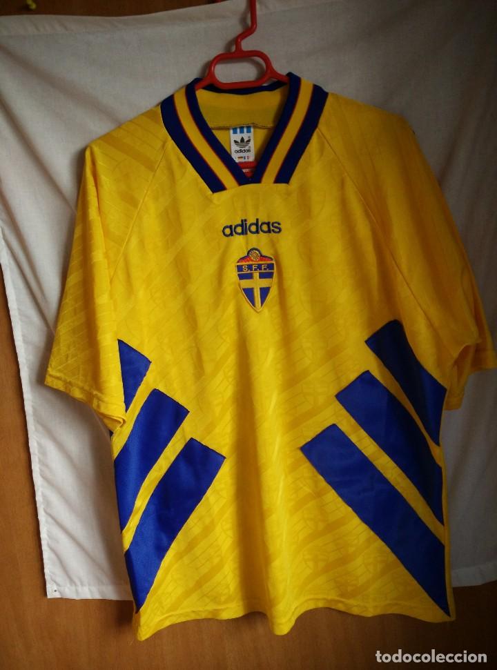 Colecionismo desportivo: Original | Futbol | Talla L | Camiseta de la seleccion de Suecia #10 DAHLIN de los a&ntilde;os 90