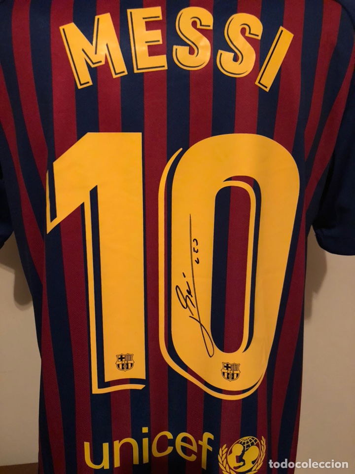 Camiseta fc barcelona firmada por leo messi + p - Vendido en Subasta -  140306426