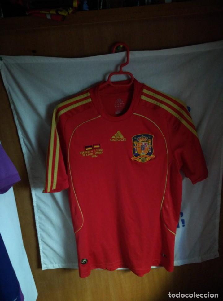 Coleccionismo deportivo: Original | Camiseta de Futbol | Talla S | Seleccion de Espa&ntilde;a - Euro 2008 Final vs Alemania + firmas