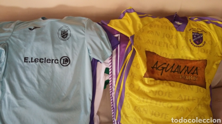 Colecionismo desportivo: Camisetas atl&eacute;tico sanjose almendralejo. 3 divisi&oacute;n. Lote 4 diferentes.
