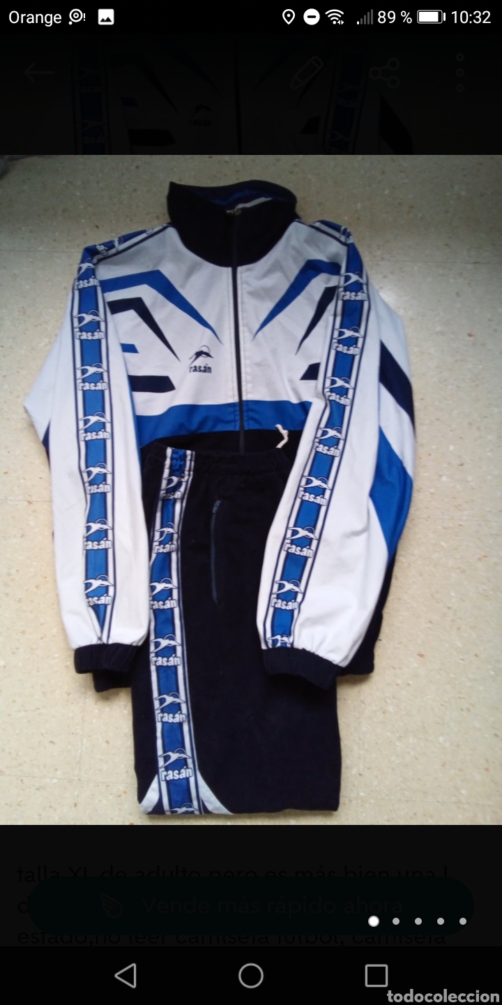 Coleccionismo deportivo: Ch&aacute;ndal f&uacute;tbol M&aacute;laga c.f rasan original talla xl de adulto a&ntilde;os 90
