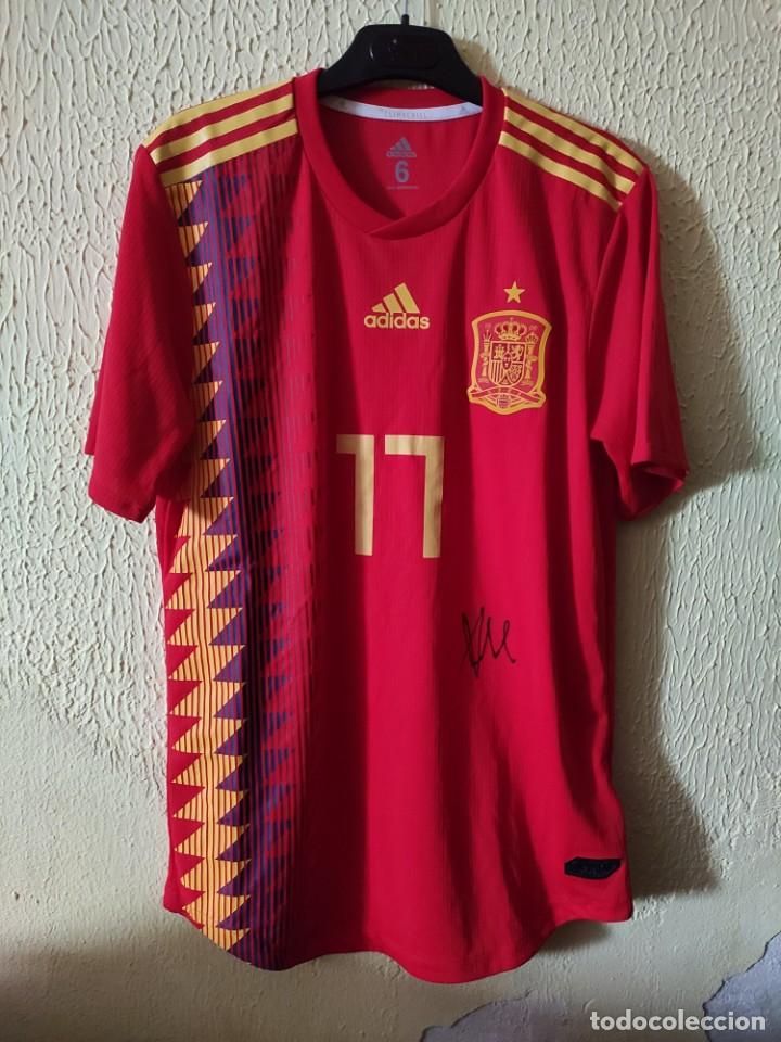 Colecionismo desportivo: Original | Camiseta Futbol | Talla 6 - M | Seleccion Espa&ntilde;a 17 Iago Aspas match worn y firmada