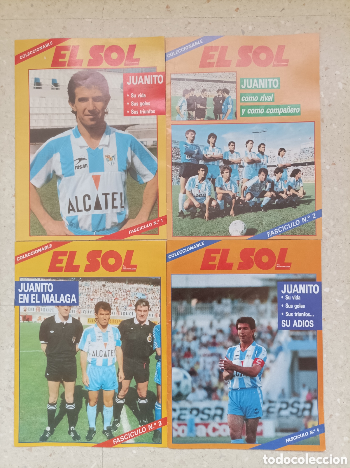 Sports collectibles: Fant&aacute;stica Colecci&oacute;n completa el sol Juanito maravilla futbol 4 fasc&iacute;culo CD M&aacute;laga- real Madrid