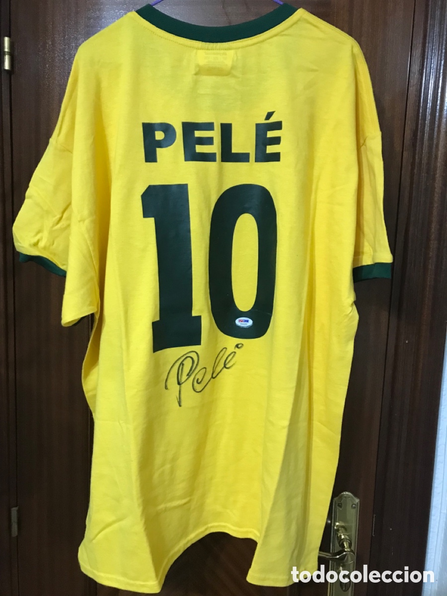 Coleccionismo deportivo: CAMISETA BRASIL FUTBOL FIRMADA PELE COA PSA DNA CERTIFICADO AUTENTICIDAD