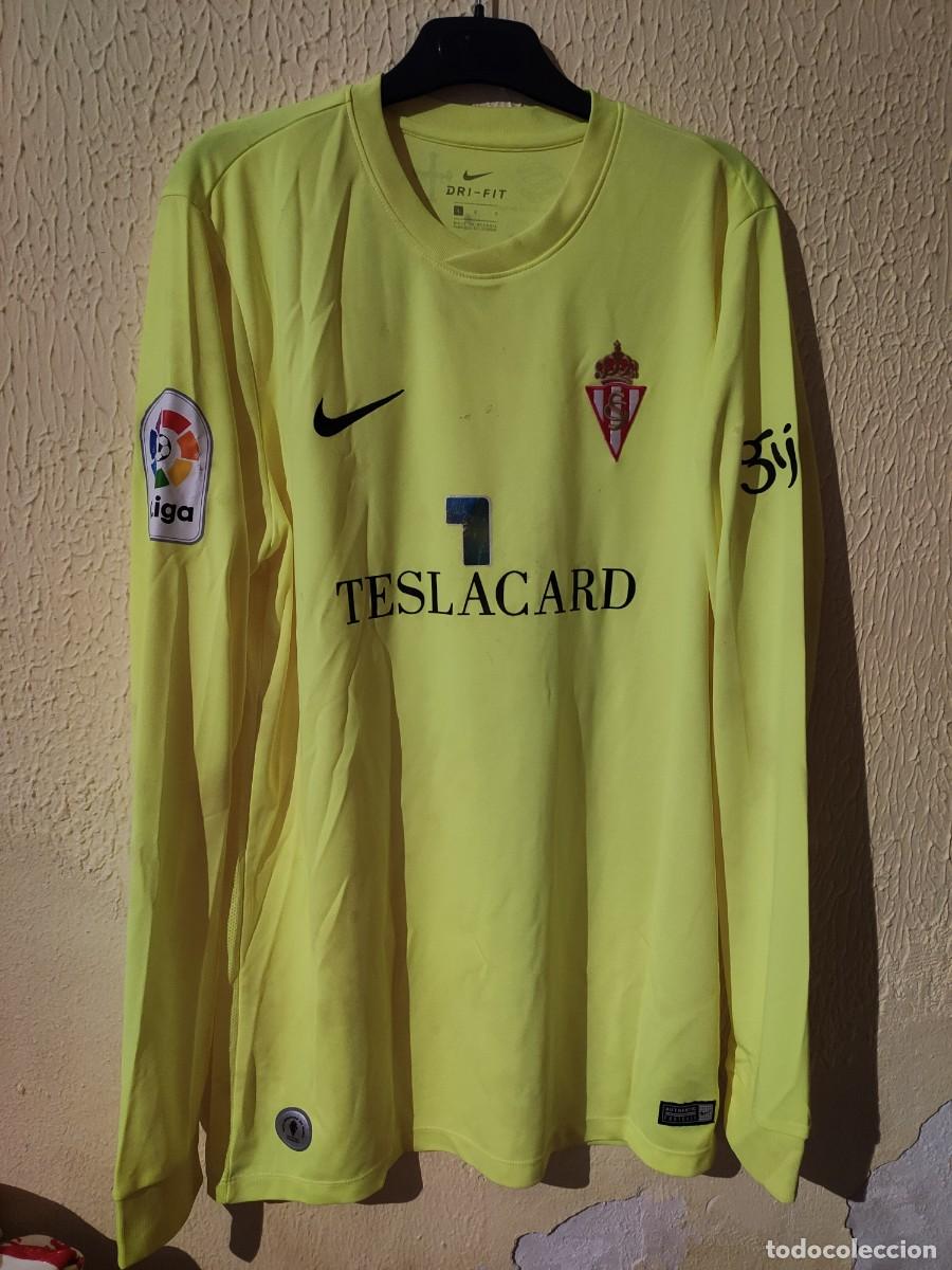 Sports collectibles: Original | Camiseta Futbol | Talla L | Sporting de Gijon - 1 Oscar Whalley - match worn Copa vs Reus