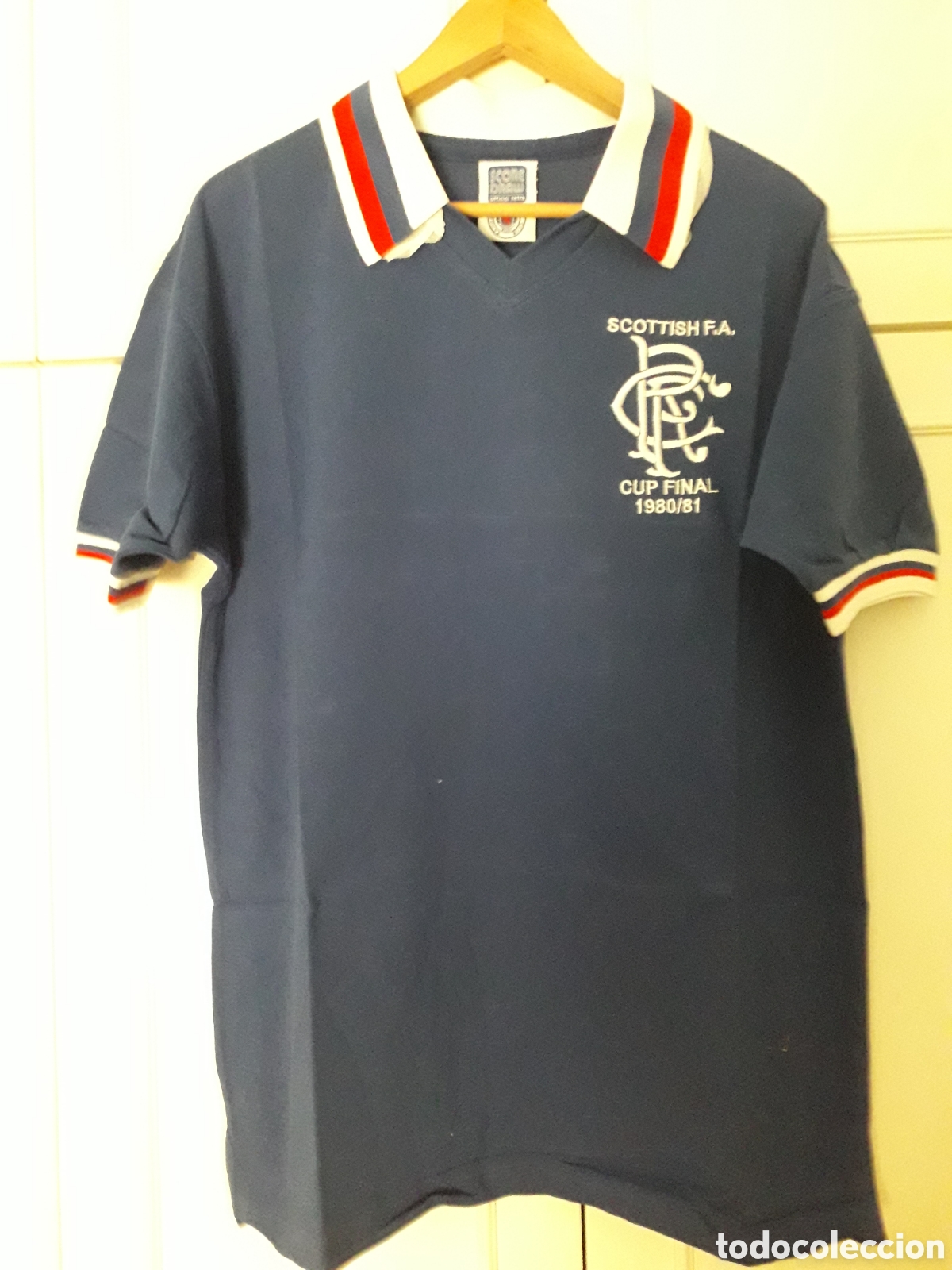 Coleccionismo deportivo: Camiseta retro Glasgow Rangers 1980