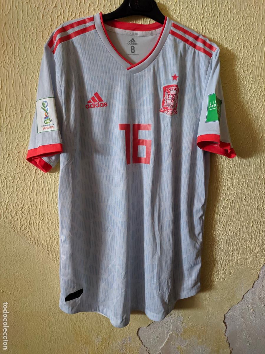 Colecionismo desportivo: Mundial | Original | Camiseta Futbol | Talla 8 - L | Seleccion de Espa&ntilde;a - 16 Adrian Gomez - Sub-17