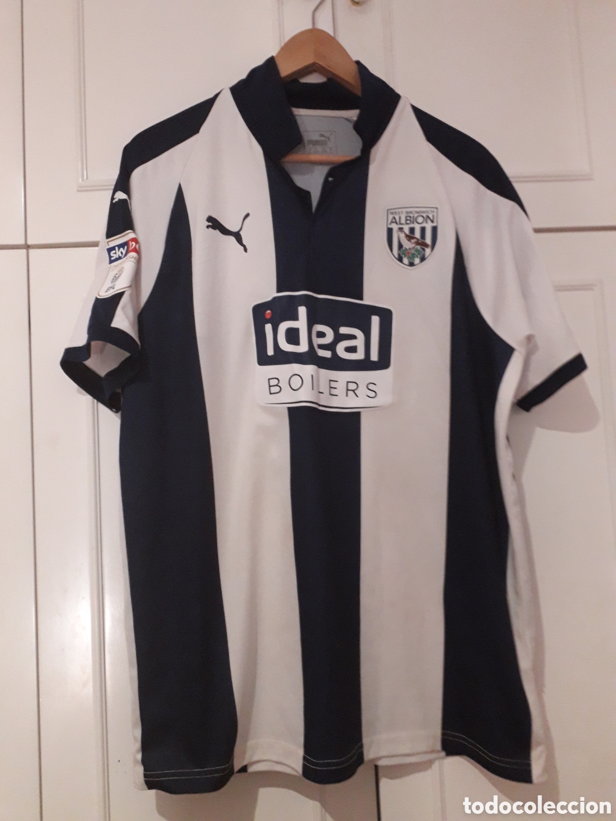Colecionismo desportivo: Camiseta casa matchworn FC West Bromwich Albion