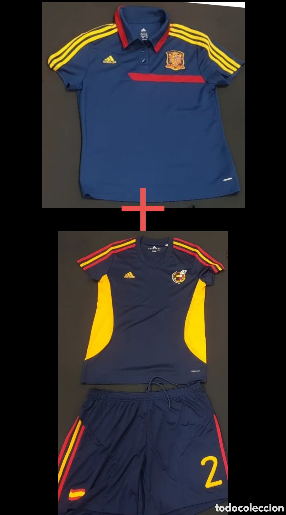 Sports collectibles: EQUIPACI&Oacute;N ADIDAS SELECCI&Oacute;N ESPA&Ntilde;OLA F&Uacute;TBOL FEMENINO. CONJUNTO CAMISETA Y PANTAL&Oacute;N + POLO