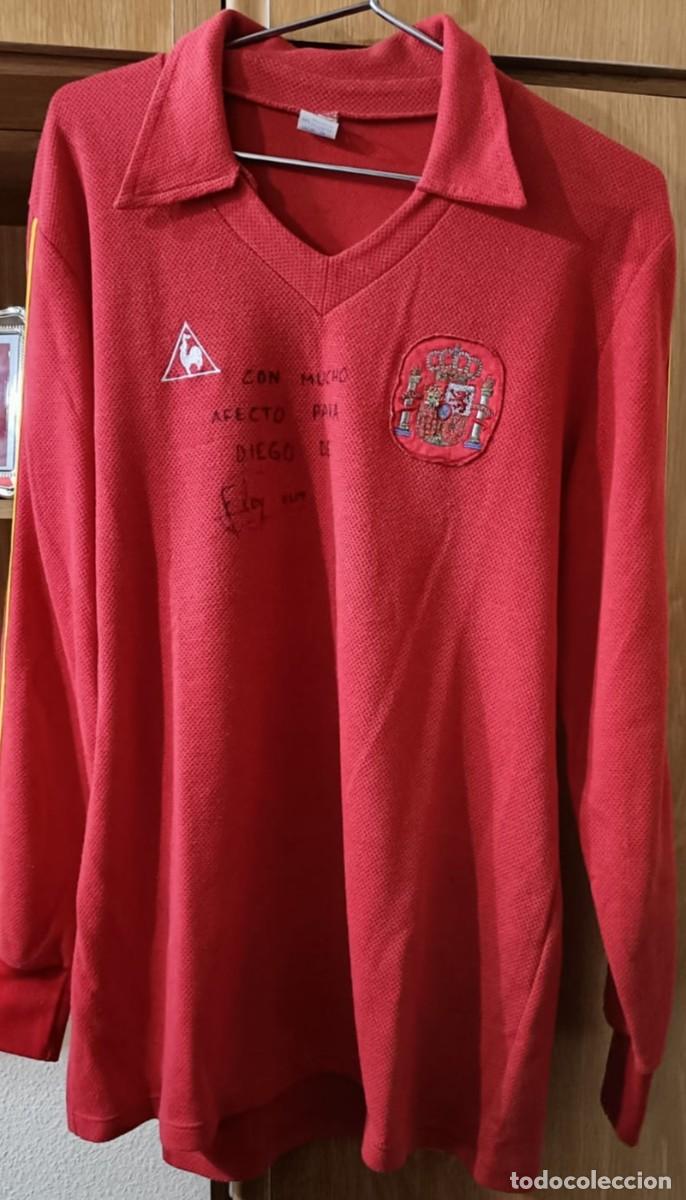 Collezionismo sportivo: Camiseta selecci&oacute;n espa&ntilde;ola 1986 firmada