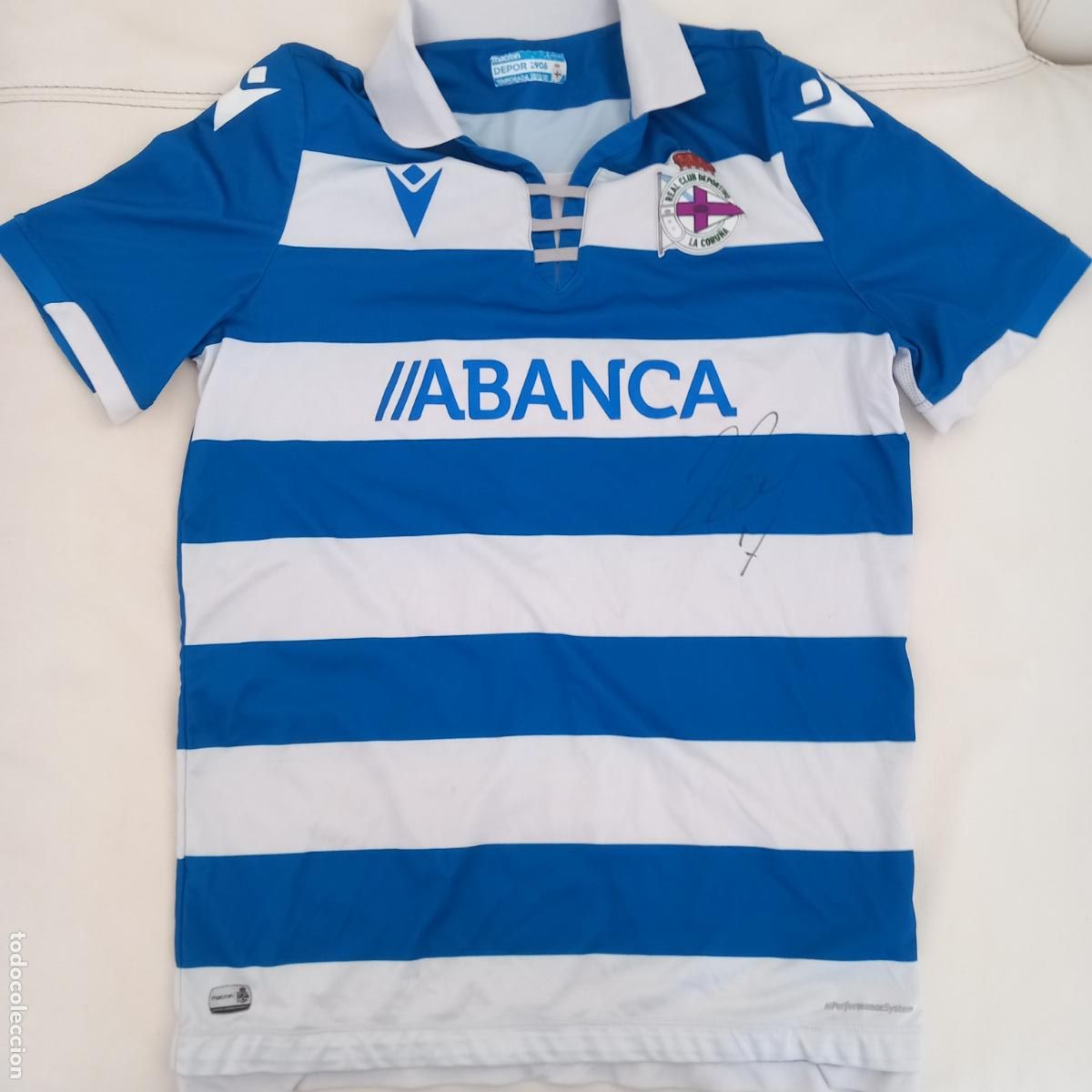 Colecionismo desportivo: Camiseta Deportivo de la Coru&ntilde;a juvenil 2019-20 talla L con aut&oacute;grafo