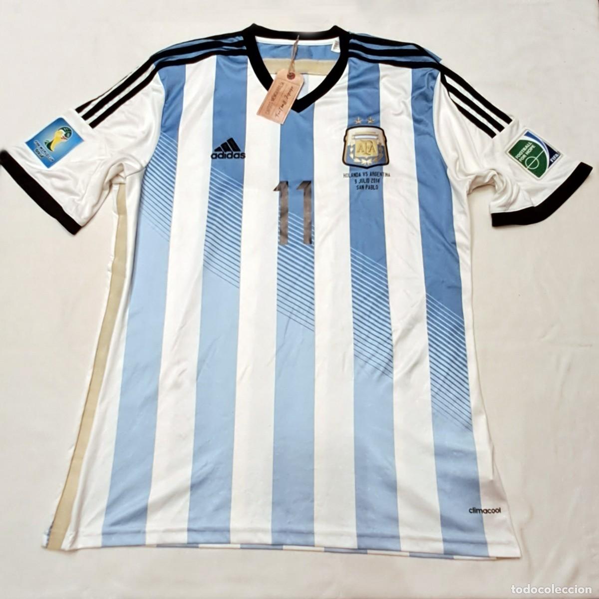 Coleccionismo deportivo: Camiseta Selecci&oacute;n Argentina - Mundial Brasil 2014 - Partido vs Pa&iacute;ses Bajos - Maxi Rodr&iacute;guez