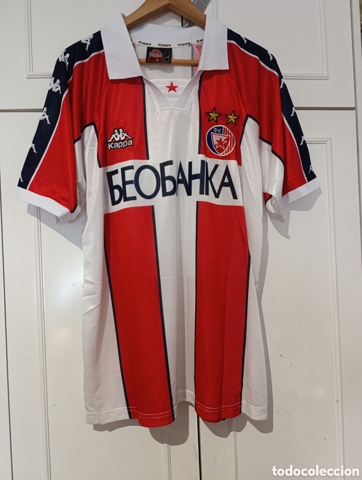 Sports collectibles: Camiseta casa retro Estrella Roja de Belgrado