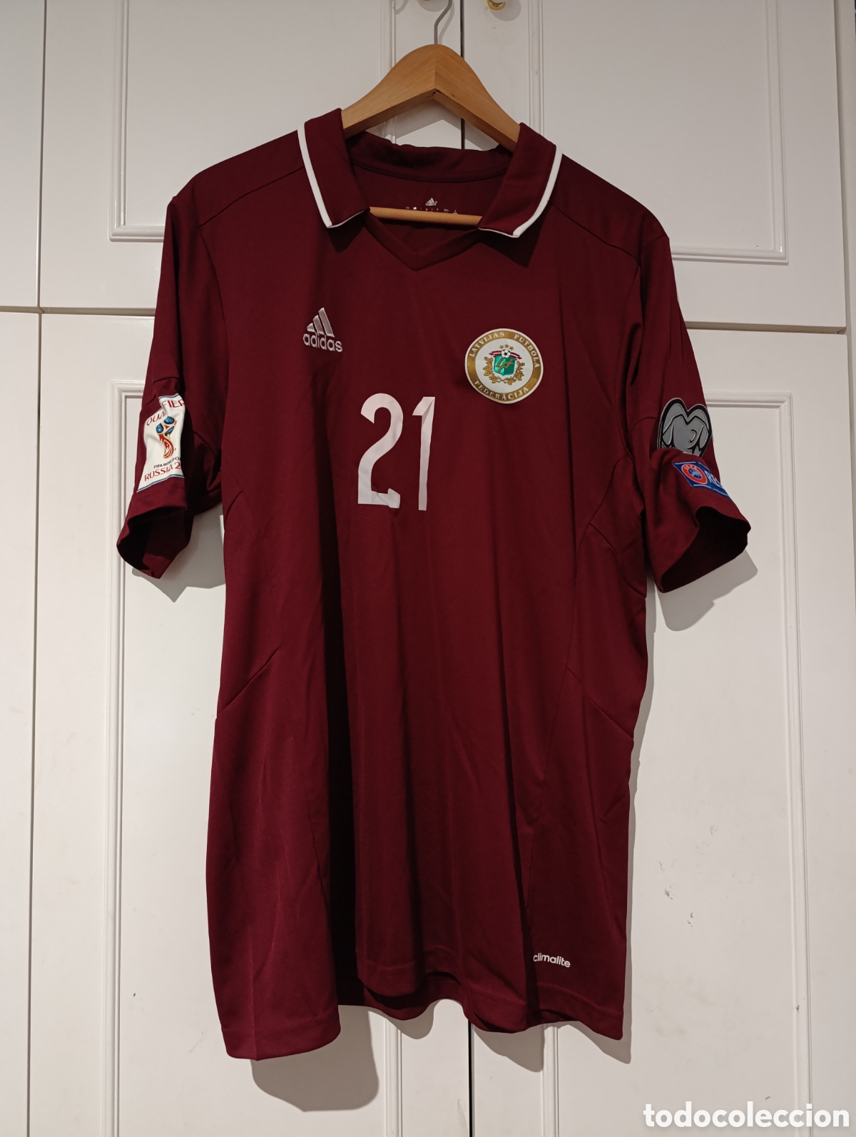 Colecionismo desportivo: Camiseta matchworn Selecci&oacute;n de Letonia