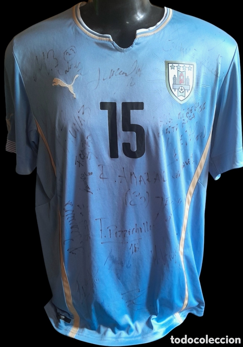 Colecionismo desportivo: Camiseta match worn selecci&oacute;n uruguaya sub 20 2015 Gast&oacute;n Faber
