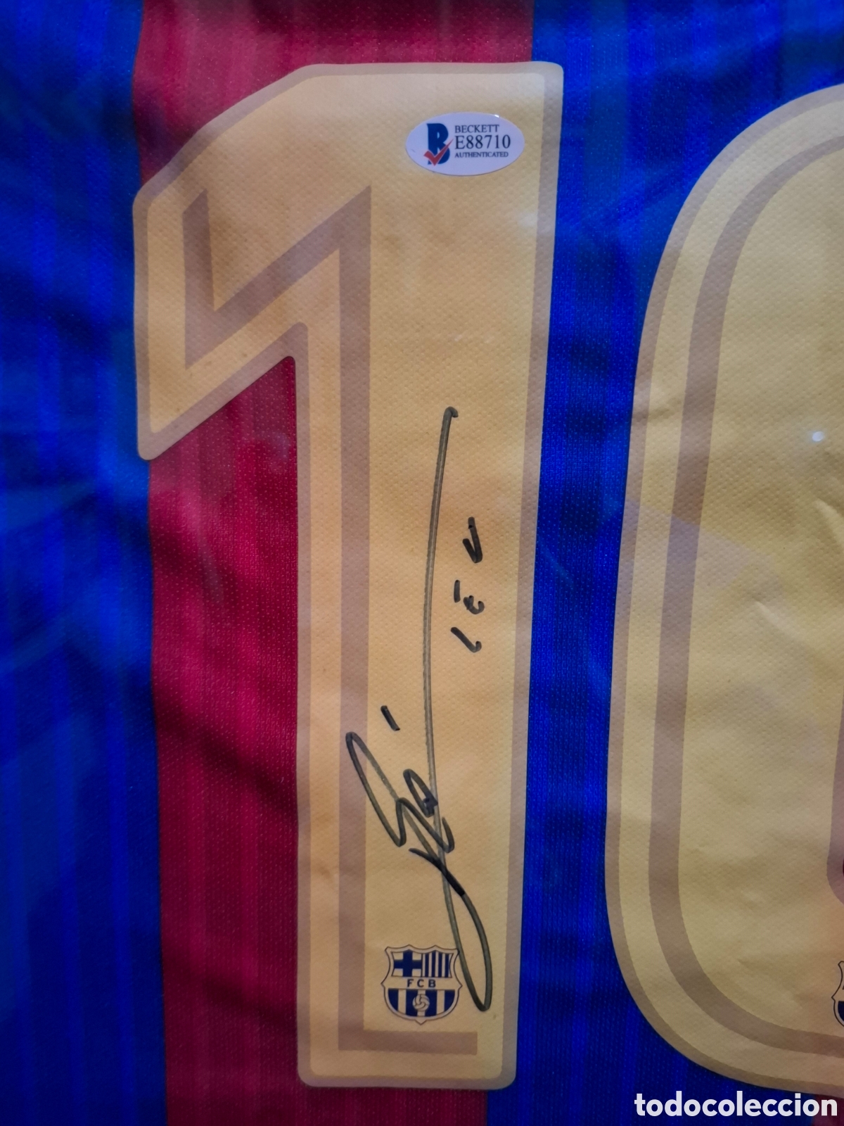 Coleccionismo deportivo: Jersey messi auto barca beckett - Foto 2