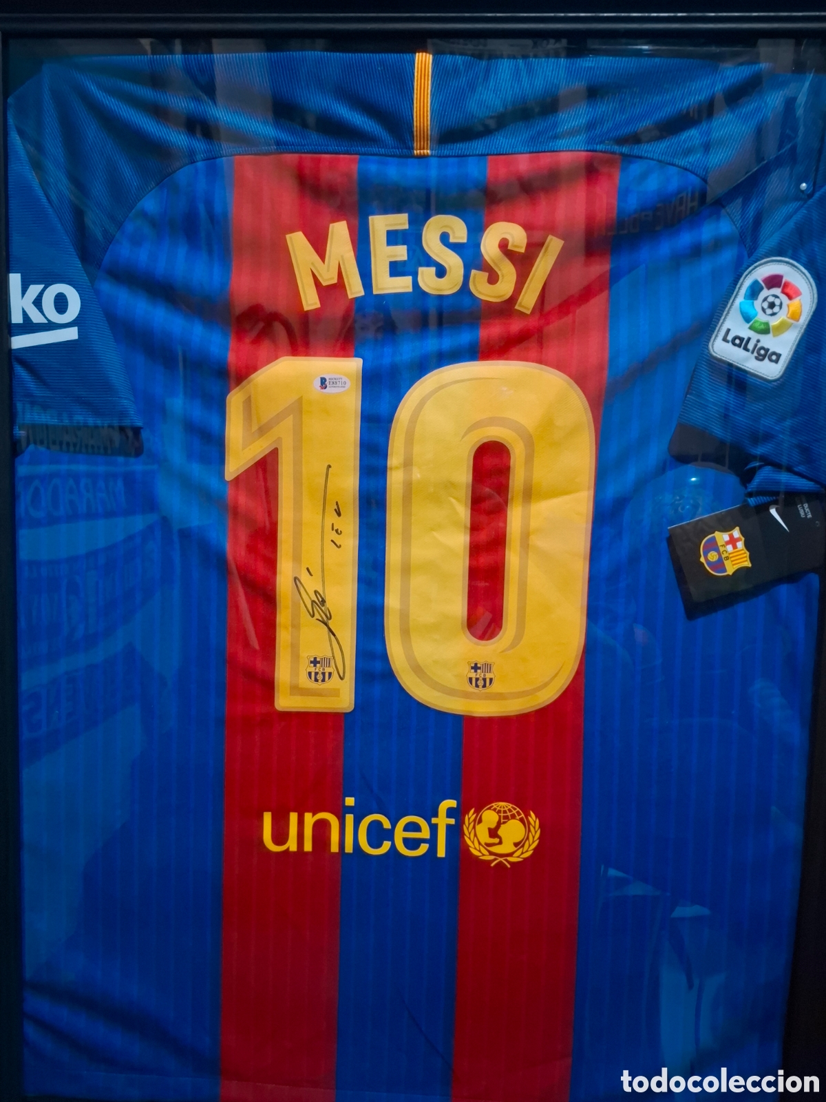 Coleccionismo deportivo: Jersey messi auto barca beckett - Foto 1