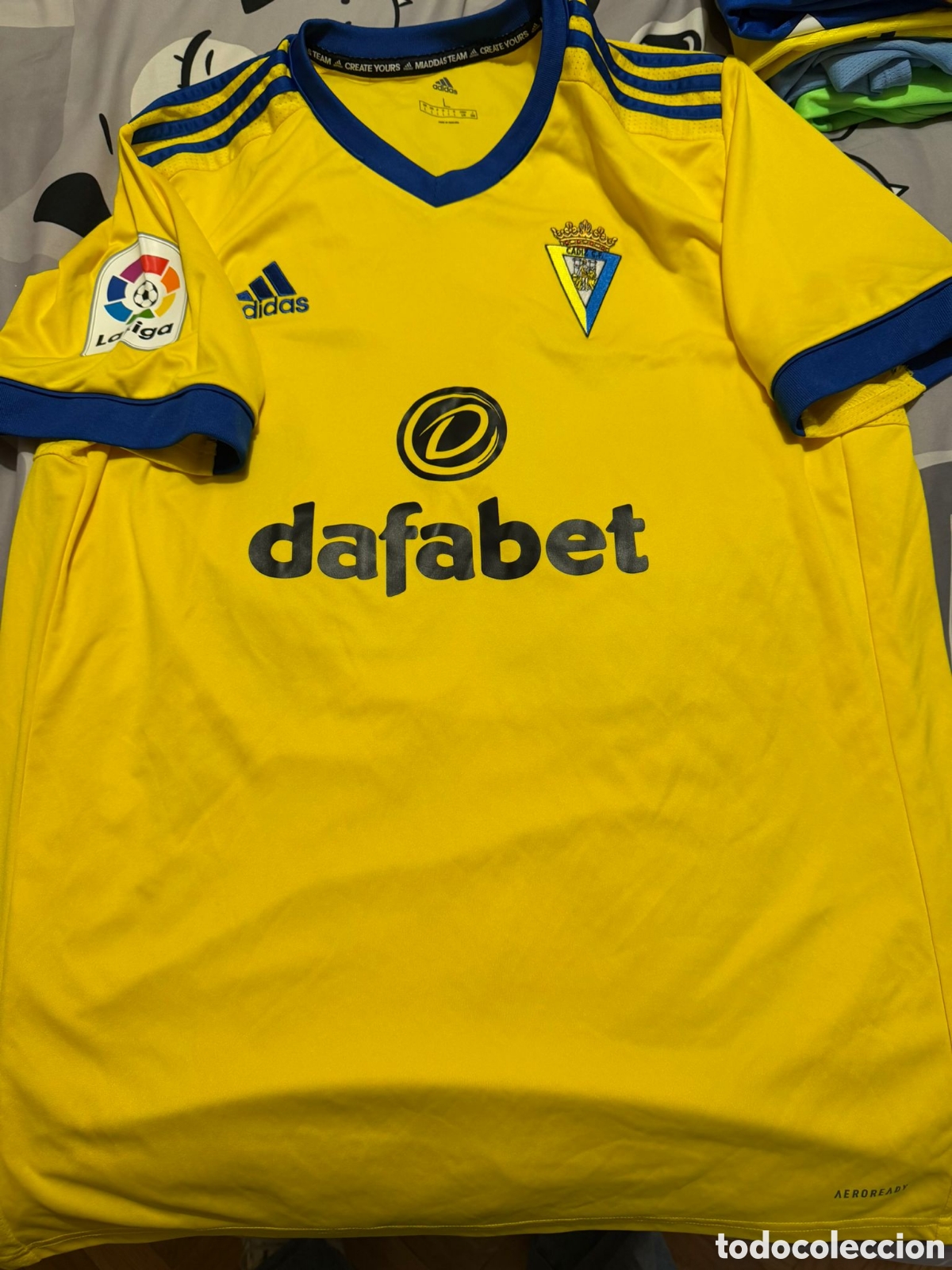 Coleccionismo deportivo: Camiseta matchworn C&aacute;diz CF Momo