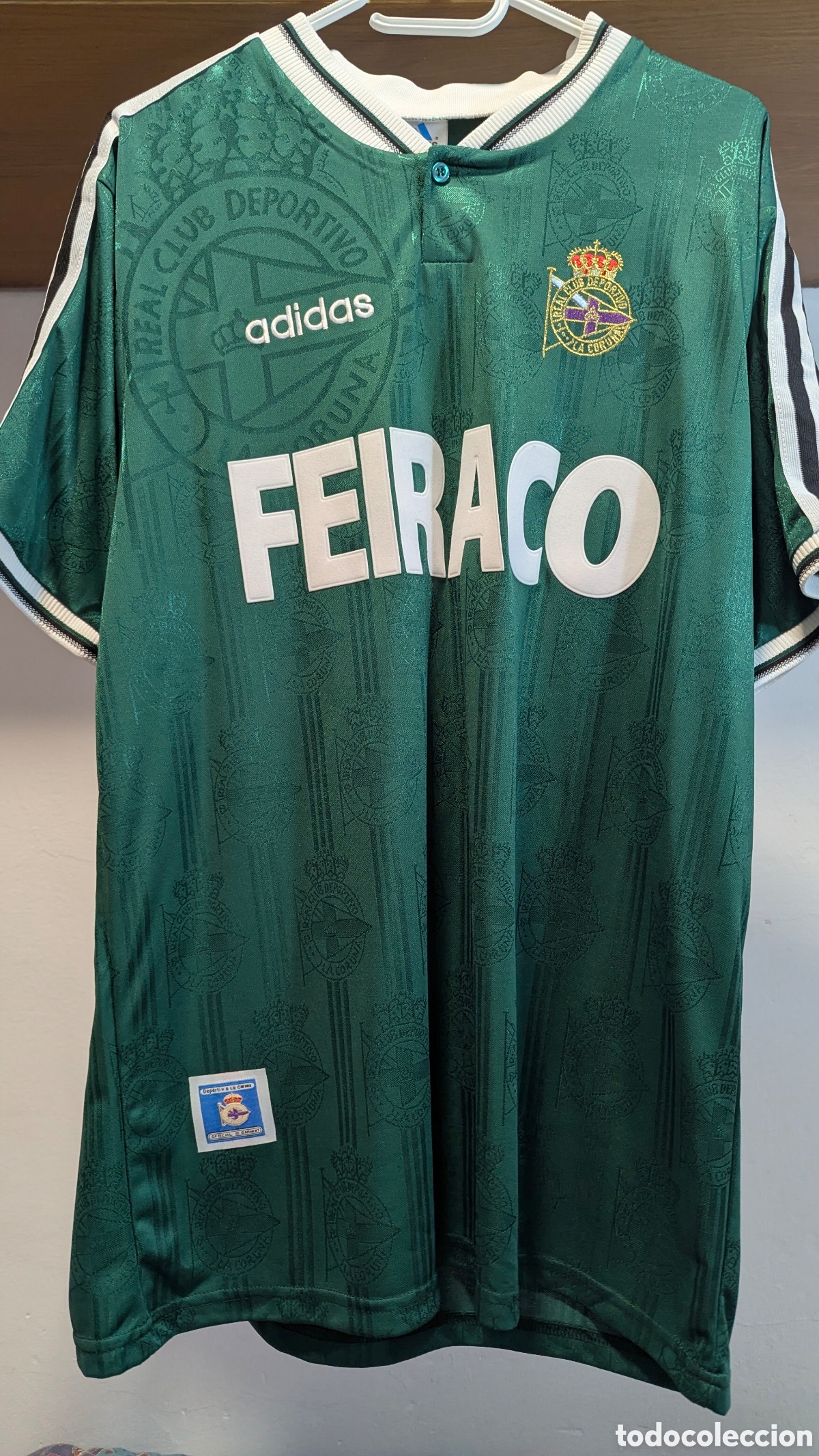 Coleccionismo deportivo: Camiseta Rara Deportivo Coru&ntilde;a 1998/99 Verde - Djalminha #8 - Retro Premium - Talla 2XL