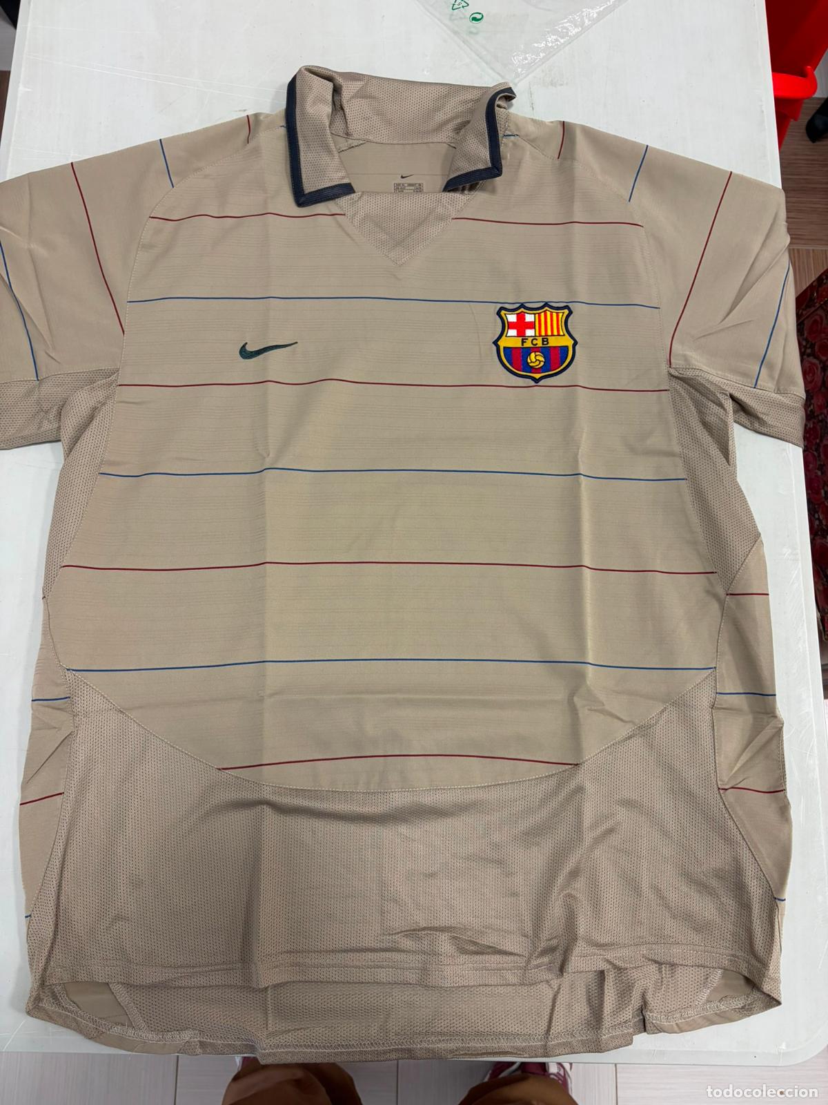 Coleccionismo deportivo: Camiseta FC Barcelona 2003 2004 Nike Away Beige Vintage Sin Sponsor Talla L