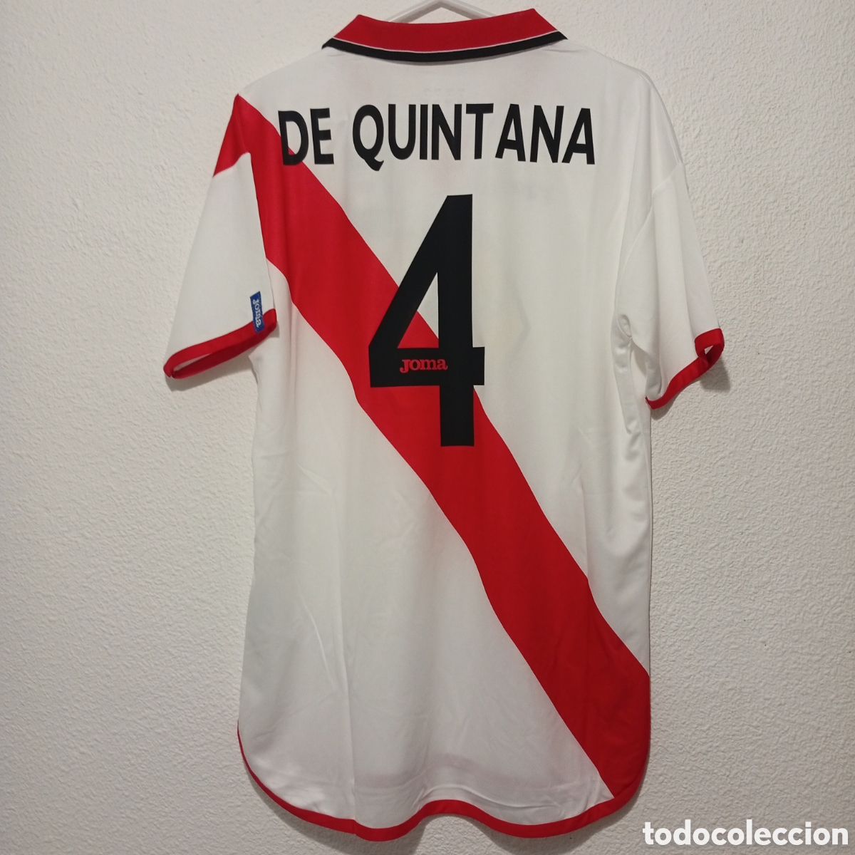 Coleccionismo deportivo: Camiseta Joma Vintage Retro Rayo Vallecano temporada 2001-2002 #4 De Quintana