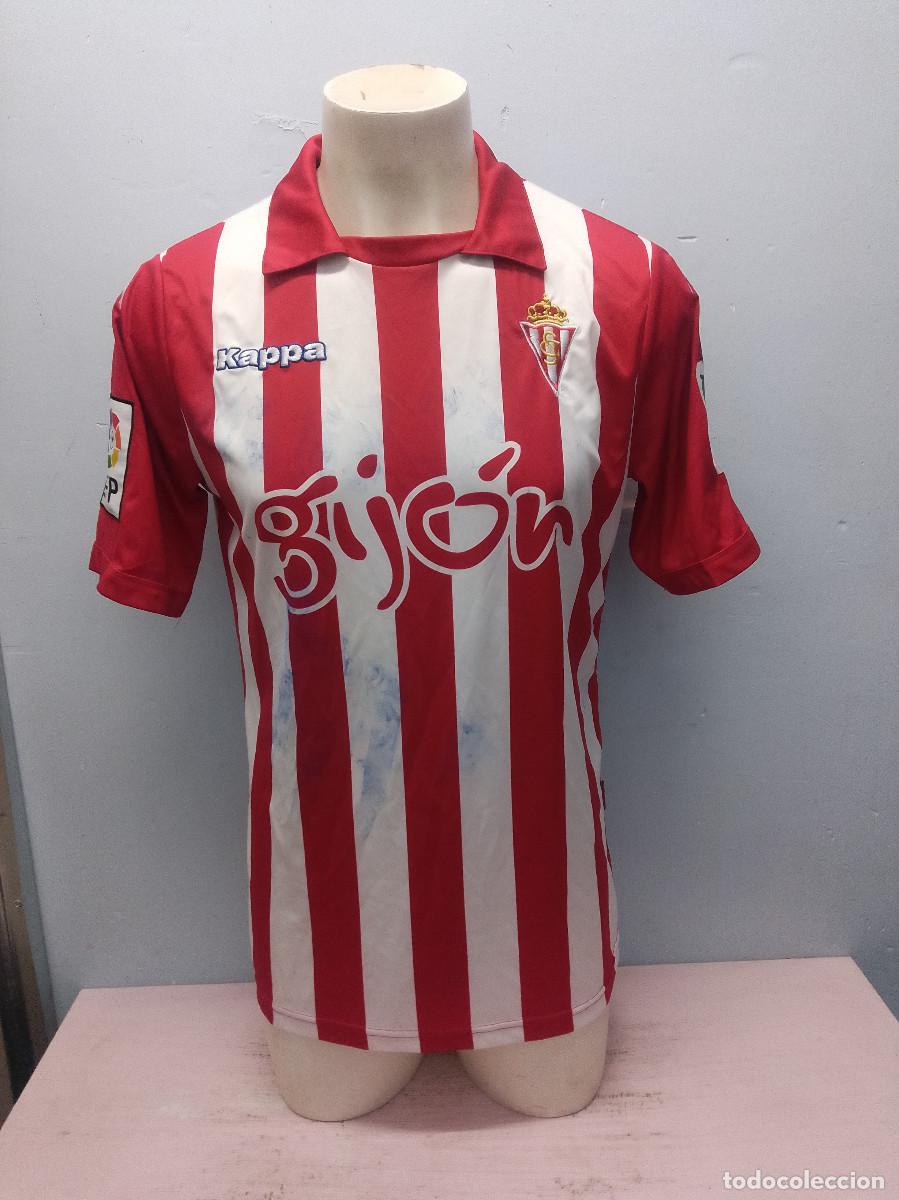 Coleccionismo deportivo: Sporting Gijon match worn camiseta futbol football shirt xl (dorsal mal estado)