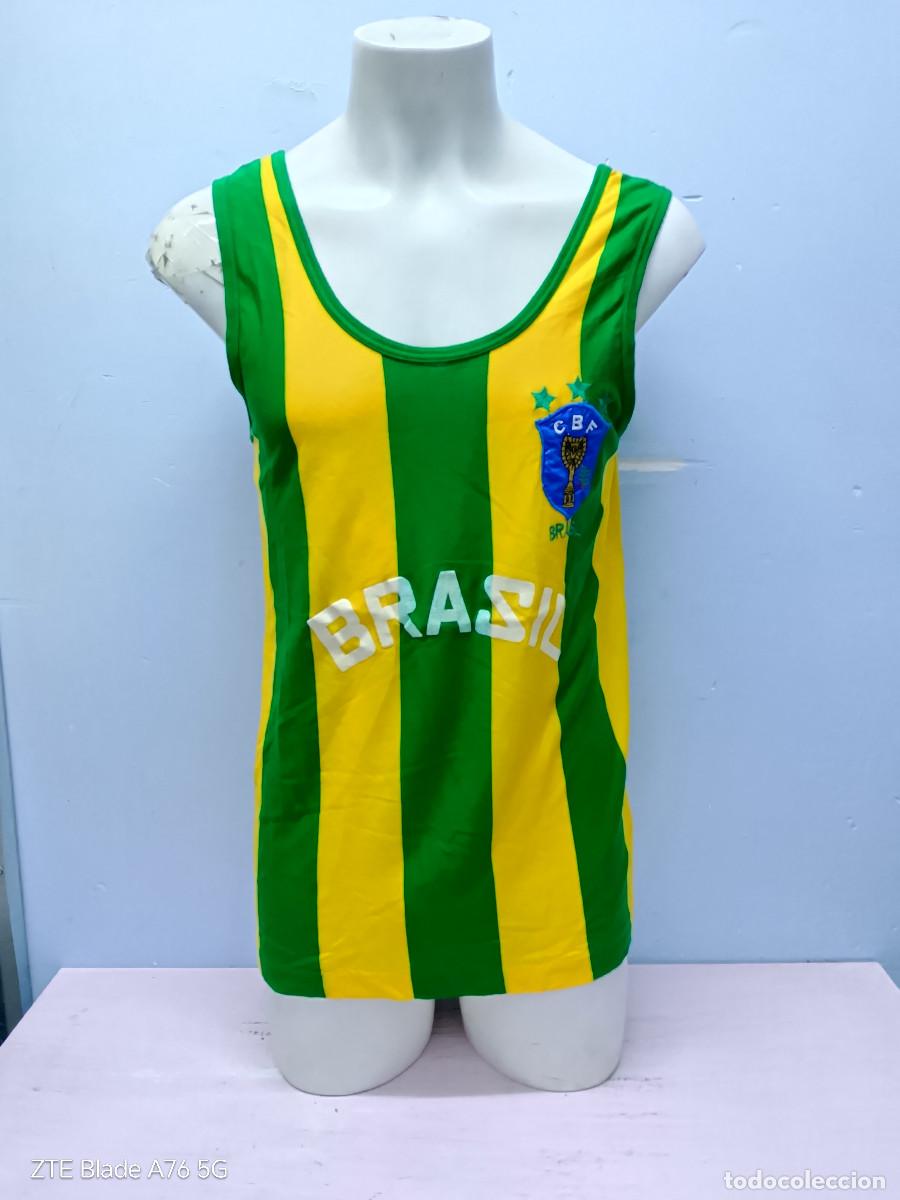 Sports collectibles: Brasil vintage camiseta seleccion 1970 football shirt 52x72cts xl