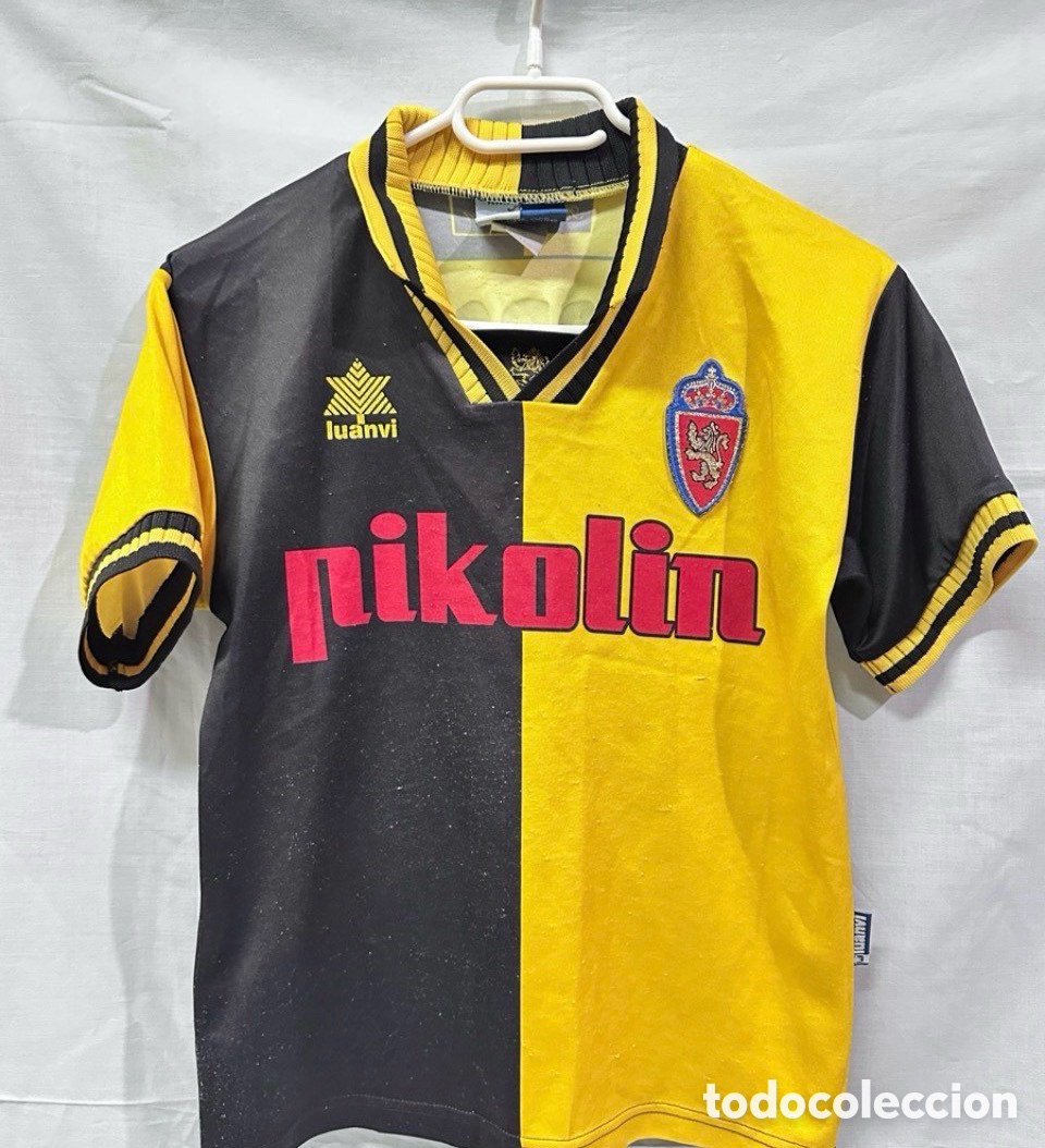 Coleccionismo deportivo: Antigua Camiseta Futbol Club Real ZARAGOZA PIKOLIN JORJE N15 TALLA -4-