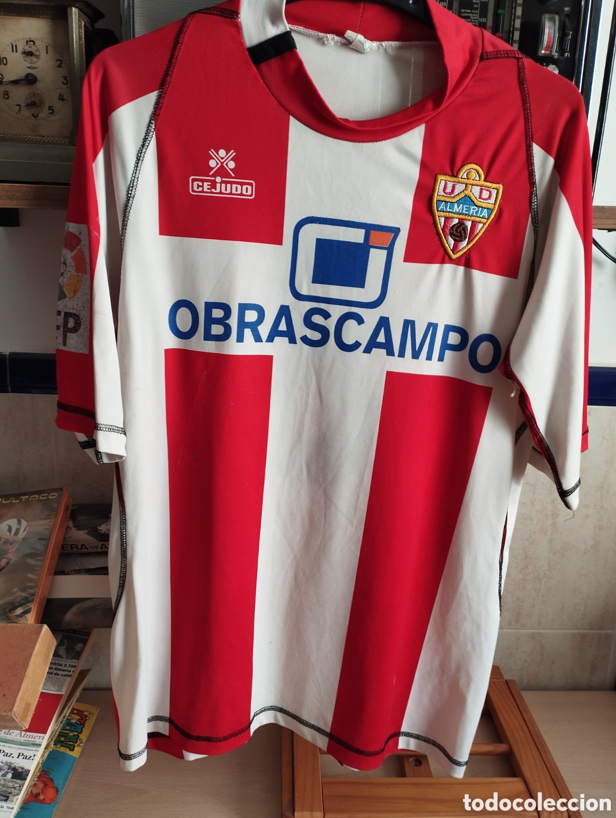 Coleccionismo deportivo: CAMISETA FUTBOL U D ALMER&Iacute;A DE EPOCA CEJUDO OBRASCAMPO