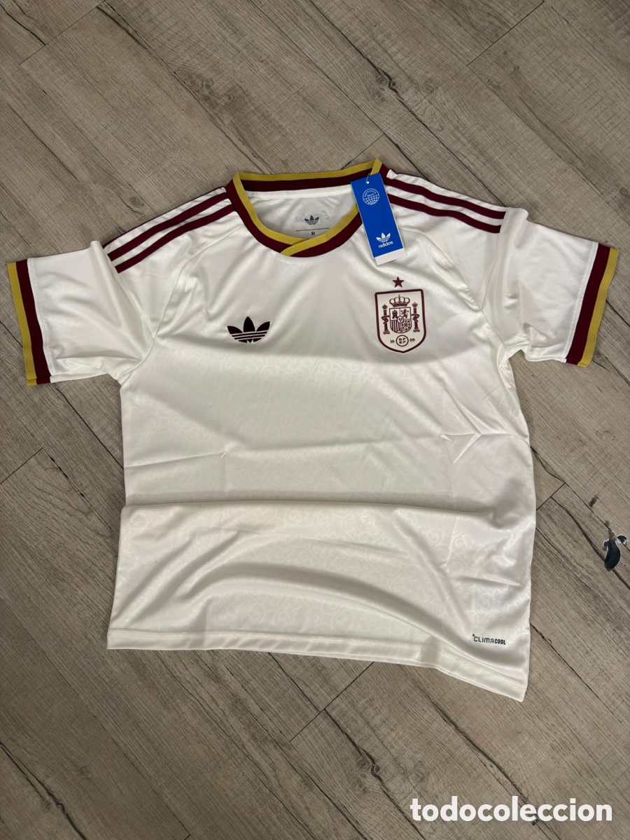 Coleccionismo deportivo: Camiseta Selecci&oacute;n Espa&ntilde;ola De F&uacute;tbol Blanca Segunda Equipaci&oacute;n Adidas Talla M