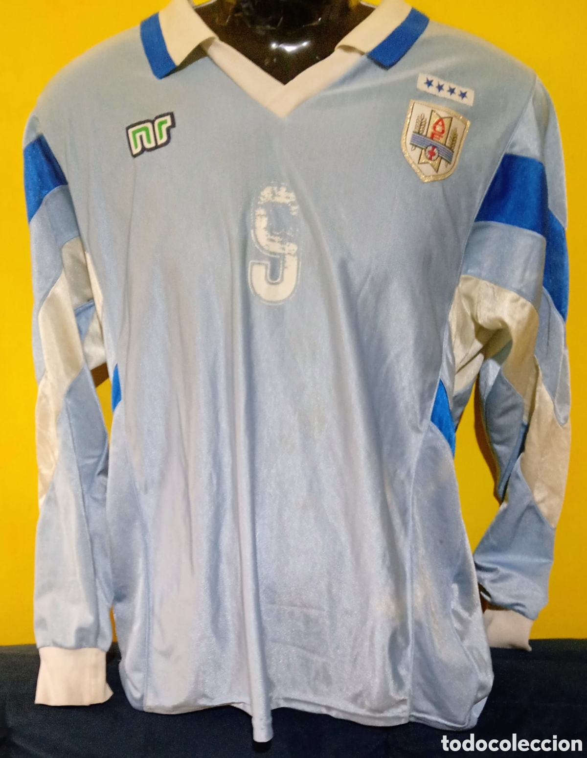 Coleccionismo deportivo: Camiseta Selecci&oacute;n de Uruguay Vintage NR Ennerre #9 - Manga Larga