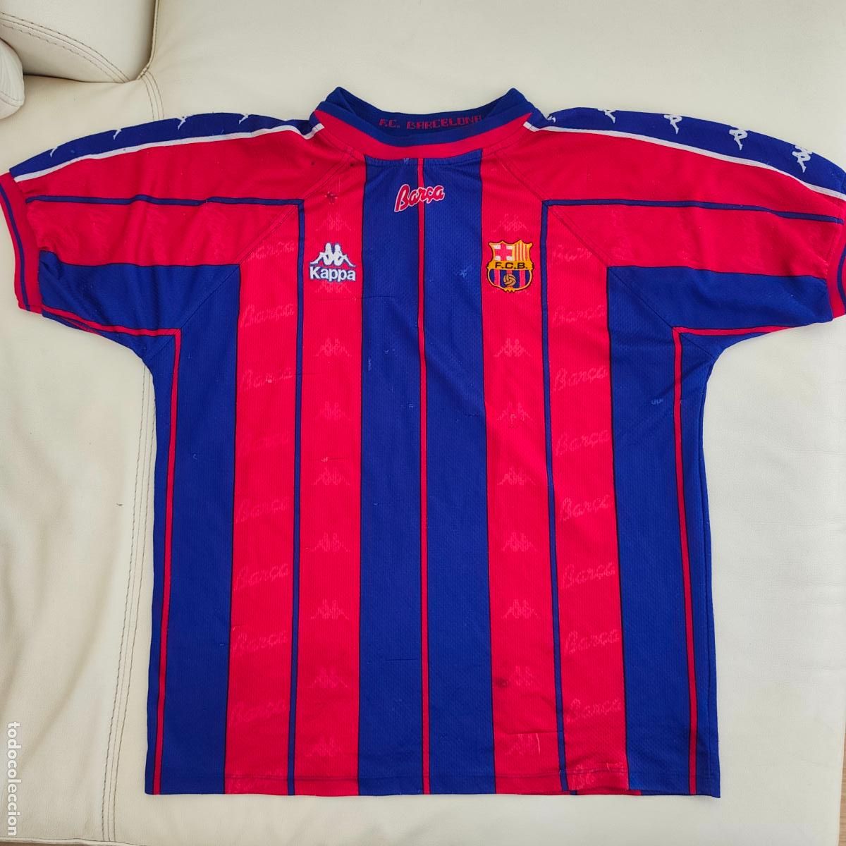 Coleccionismo deportivo: Camiseta de f&uacute;tbol vintage Barcelona Kappa kit 95/97 talla L