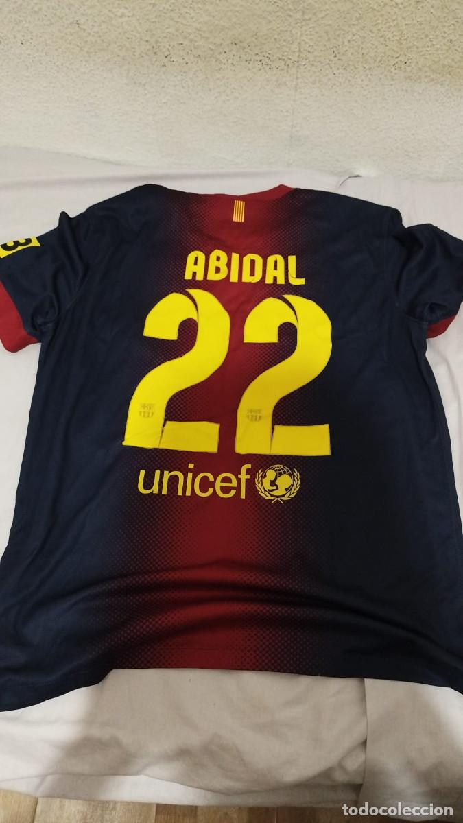 Coleccionismo deportivo: Camiseta Eric Abidal FC Barcelona 100 puntos