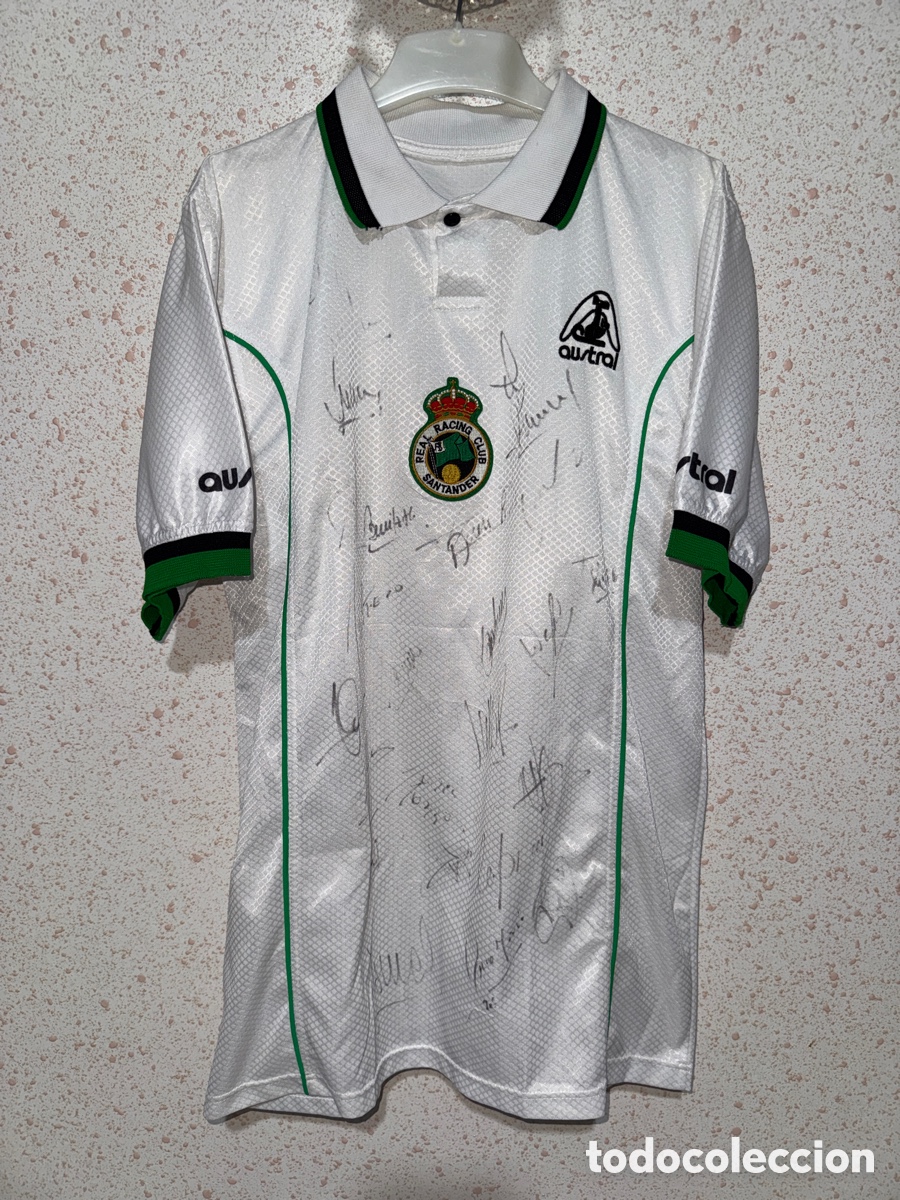 Coleccionismo deportivo: Camiseta Racing Santander 1999/00 firmada