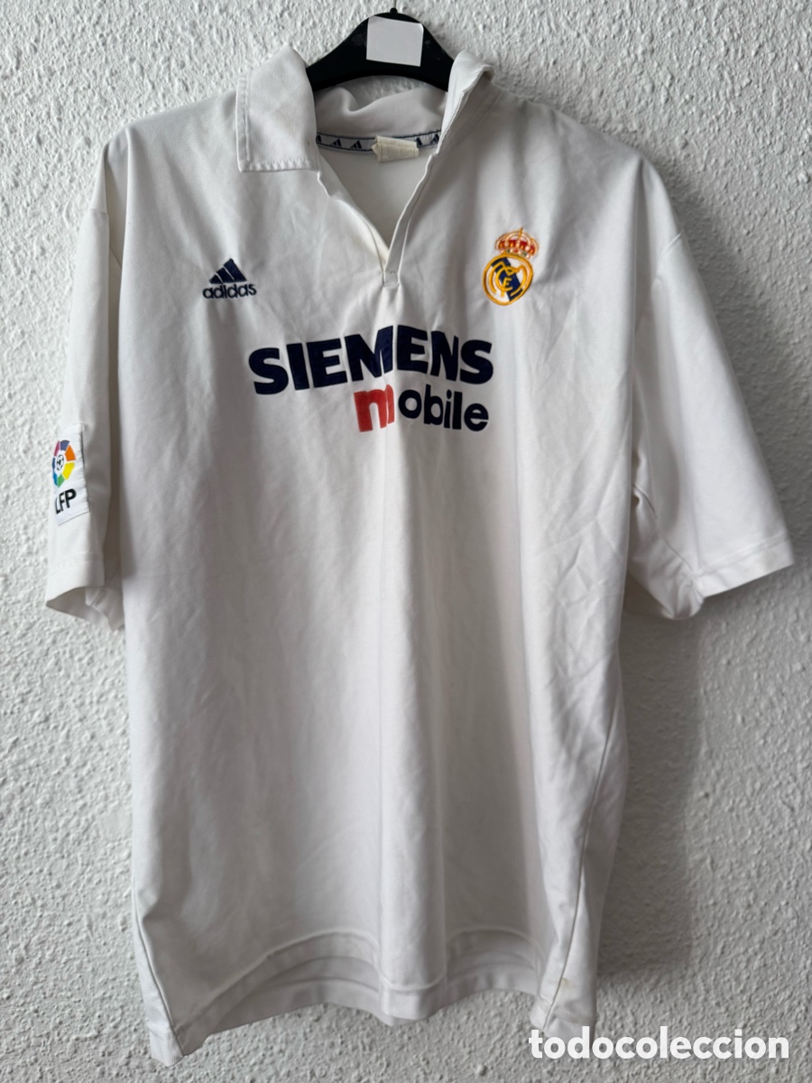 Collezionismo sportivo: Antigua Camiseta deportiva vintage de F&uacute;tbol Real Madrid 1902-2002, SIEMENS Mobile TALLA -L- Adidas