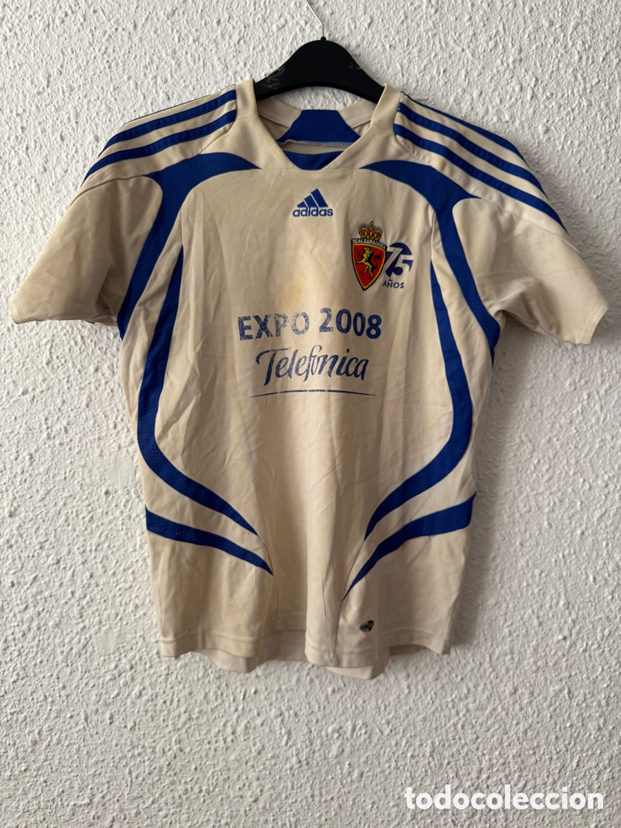 Collezionismo sportivo: Antigua Camiseta deportiva vintage de F&uacute;tbol Real Zaragoza,EXPO 2008 Telefonica TALLA -M- Adidas