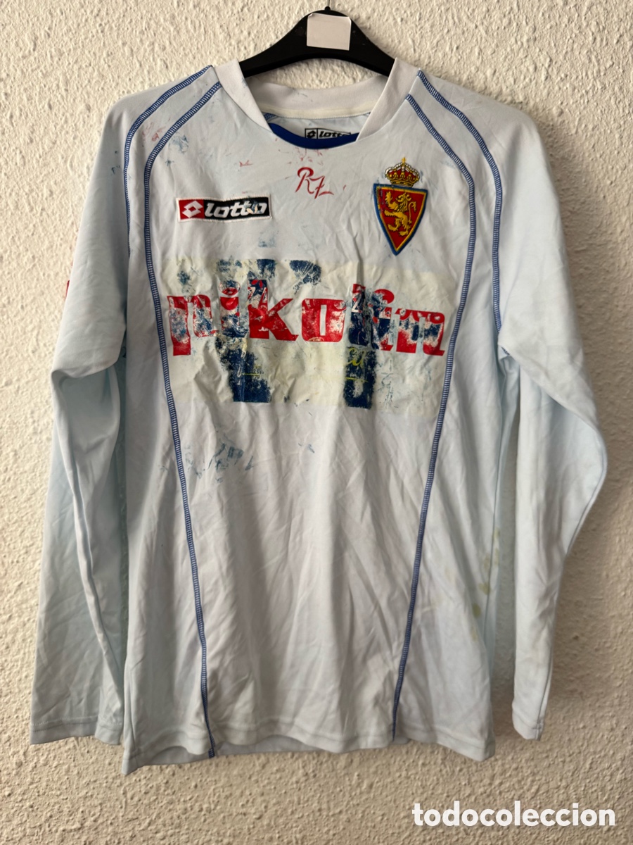 Sports collectibles: Antigua Camiseta deportiva de F&uacute;tbol vintage Real Zaragoza TALLA -M- Lotto