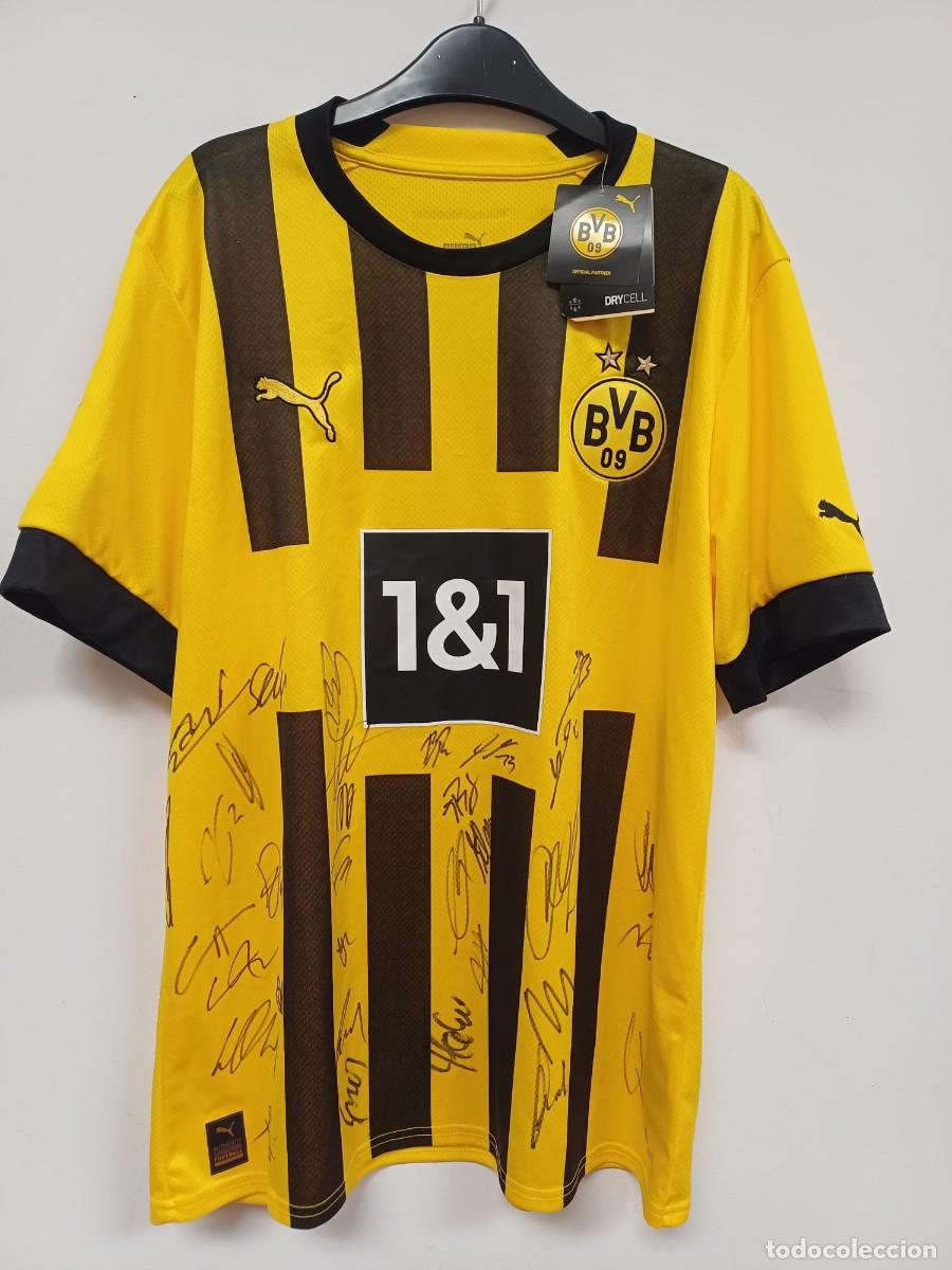 Coleccionismo deportivo: CAMISETA PUMA BORUSSIA DORTMUND FIRMADA POR LA PLANTILLA TALLA L A&Ntilde;O 2022 BELLINGHAM REUS BRANDT