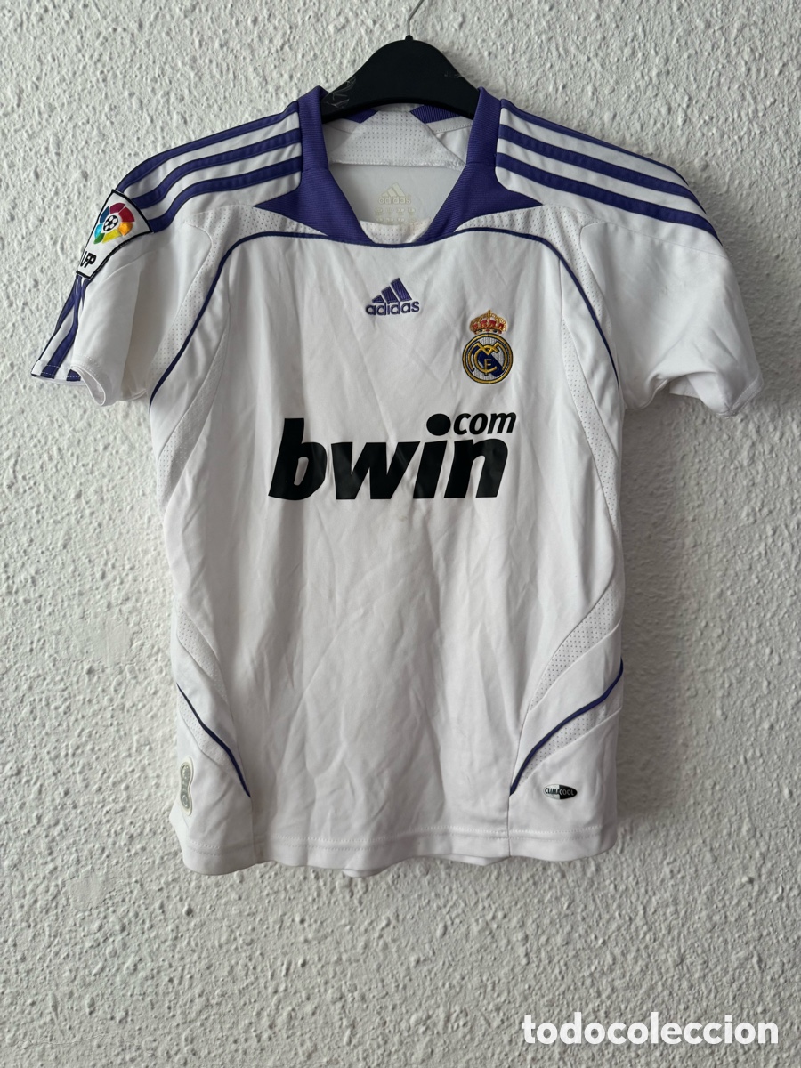 Sports collectibles: Antigua Camiseta deportiva vintage de F&uacute;tbol Real Madrid TALLA -S- Adidas