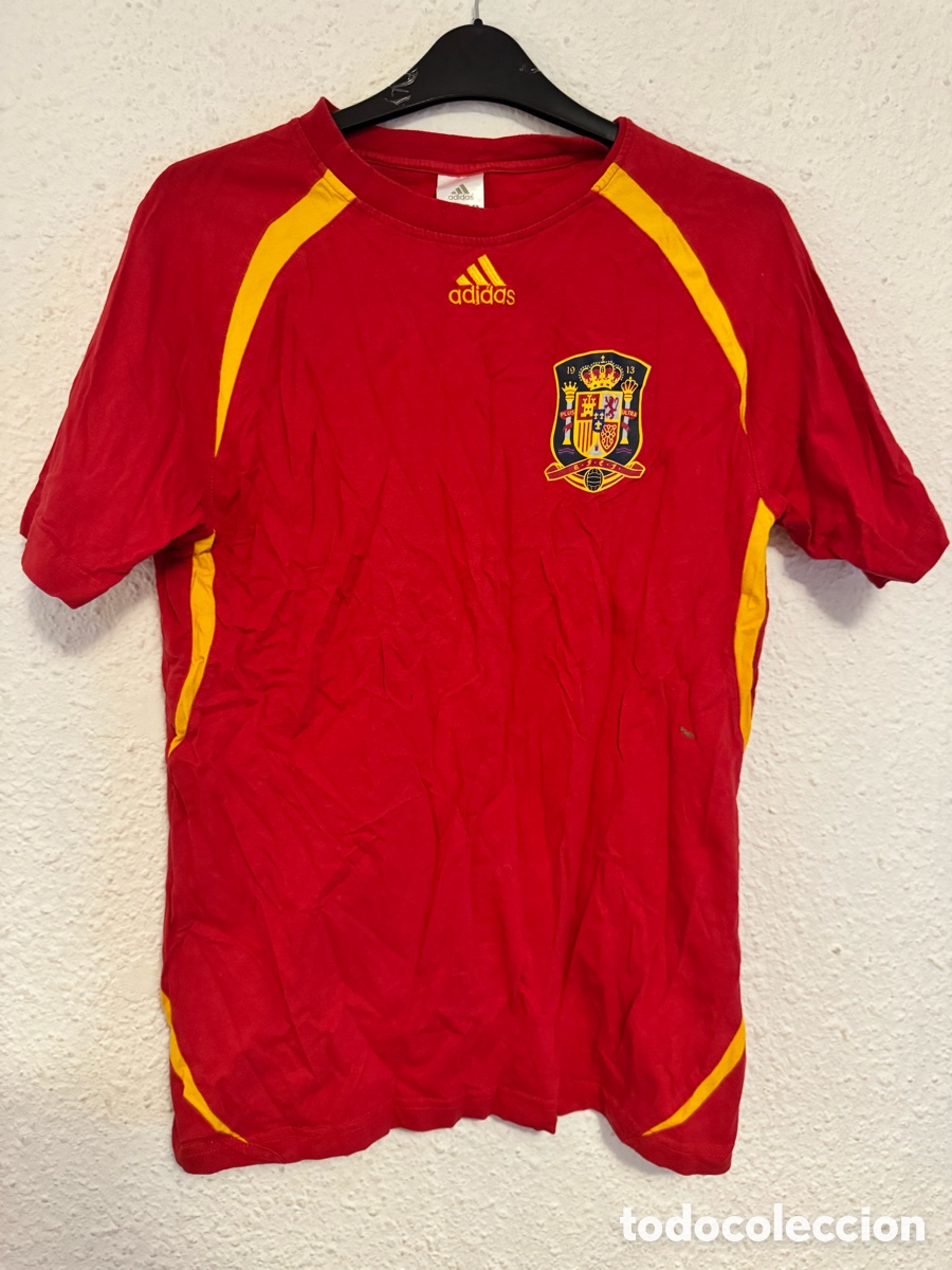 Sports collectibles: Antigua Camiseta deportiva vintage de F&uacute;tbol selecci&oacute;n espa&ntilde;ola TALLA -L- Adidas