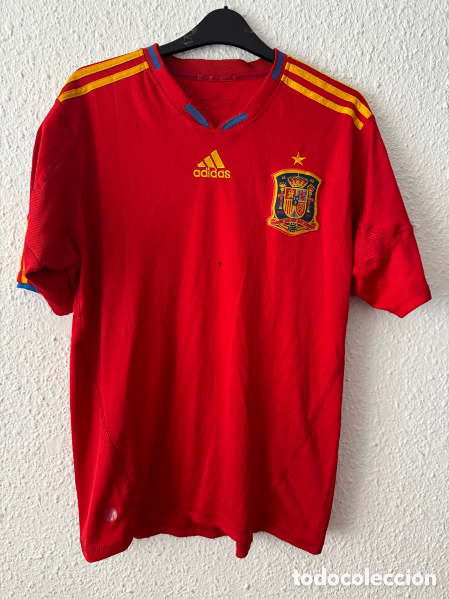 Sports collectibles: Antigua Camiseta deportiva vintage de F&uacute;tbol selecci&oacute;n espa&ntilde;ola TALLA -XL- Adidas