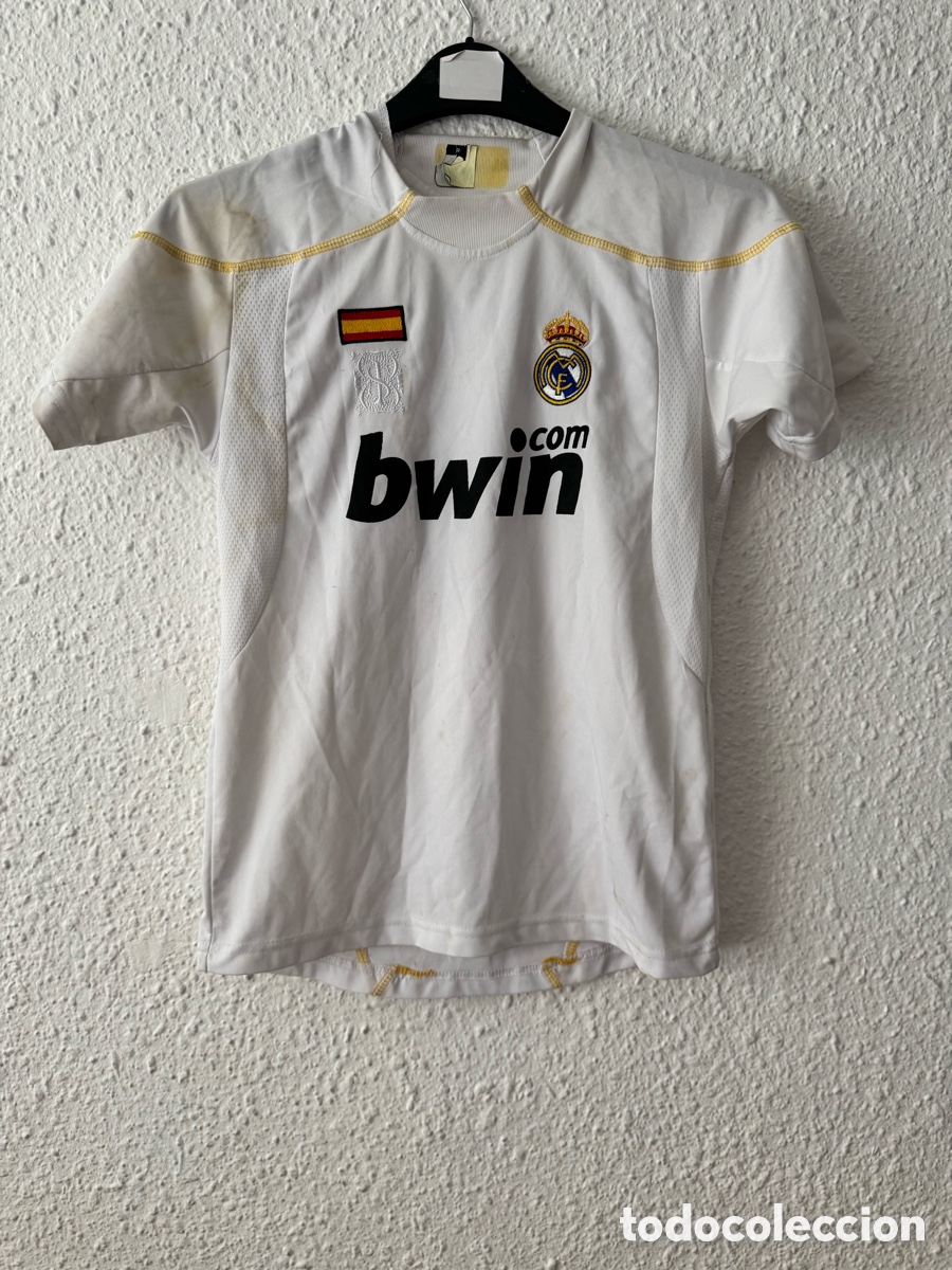 Sports collectibles: Antigua Camiseta deportiva vintage de F&uacute;tbol Real Madrid TALLA -S- Adidas