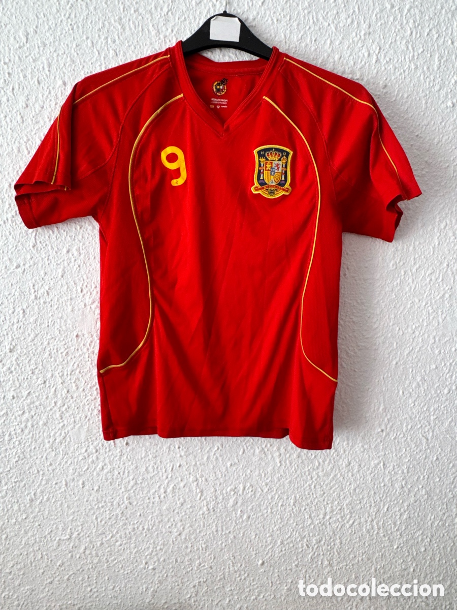 Sports collectibles: Antigua Camiseta deportiva vintage de F&uacute;tbol selecci&oacute;n espa&ntilde;ola TALLA -12- Adidas