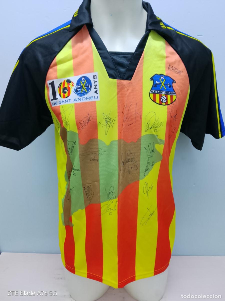 Coleccionismo deportivo: UE Sant Andreu Centenario camiseta futbol football shirt M 57cts Firmada Jugadores